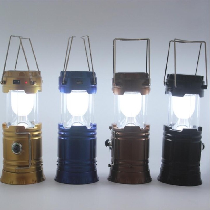 Lanterne LED solaire camping bleue